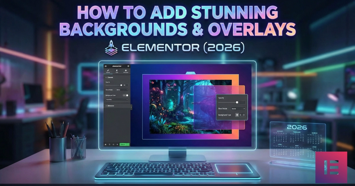 Image showing a tutorial on adding backgrounds and overlays in Elementor for enhanced web design.