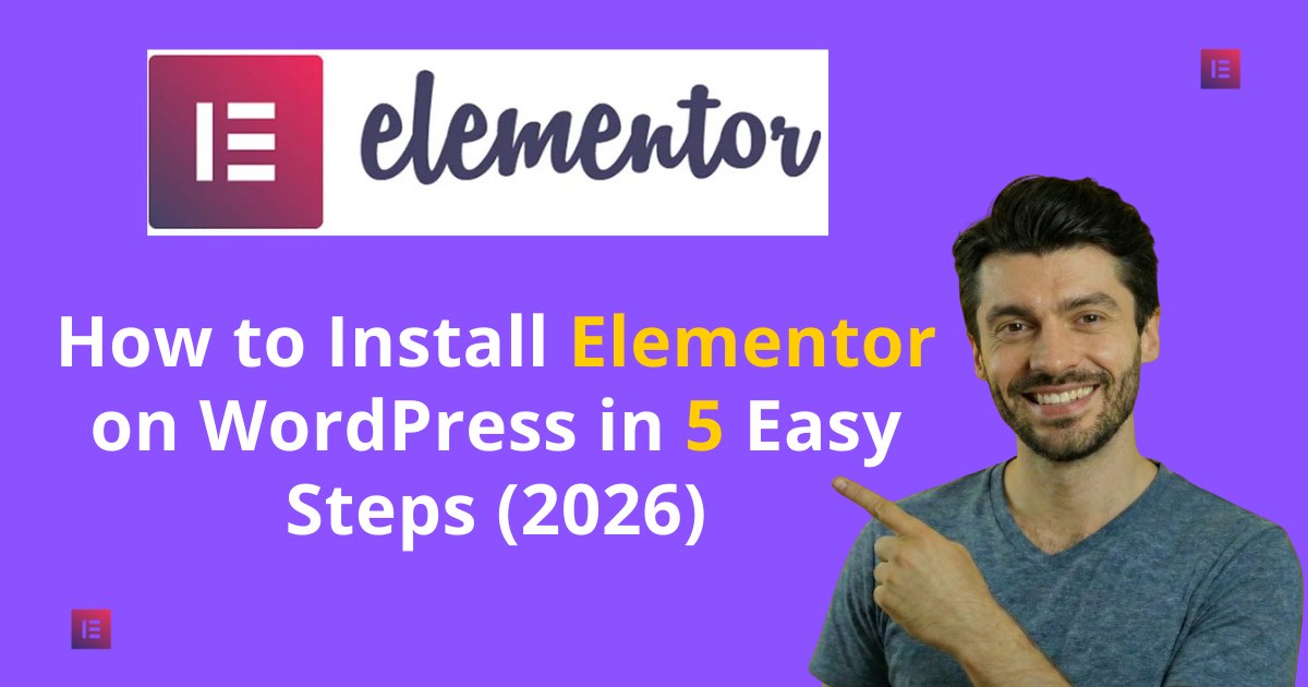 Image showing a step-by-step guide for installing Elementor on WordPress in five easy steps.