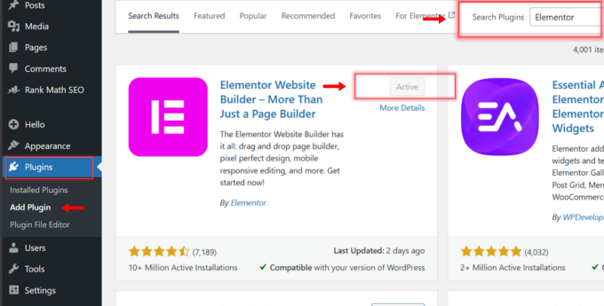 EA plugin settings page in WordPress, displaying configuration options and features for the plugin.