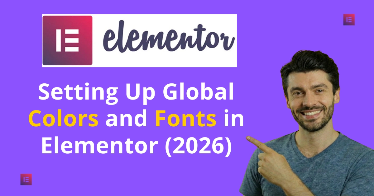Setting up global colors and fonts in Elementor interface, showcasing design options for 2026.