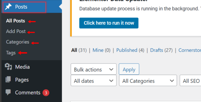 Editor page in WordPress displaying text editing tools, post settings, and a preview of the content being created.