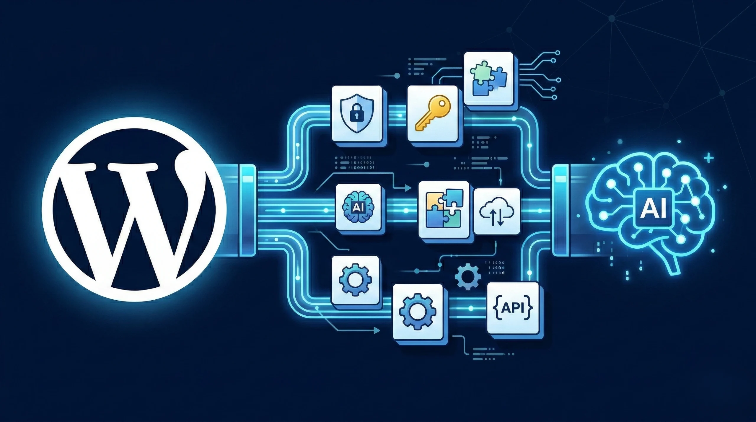 Digital security illustration featuring a WordPress dashboard, highlighting its effectiveness for business management.