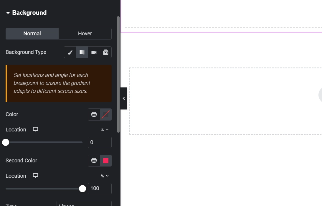 Elementor background controls in the Style panel