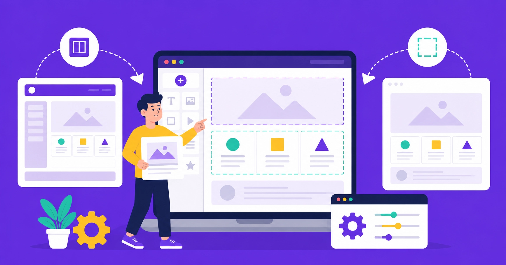 Illustration comparing Elementor page layout options