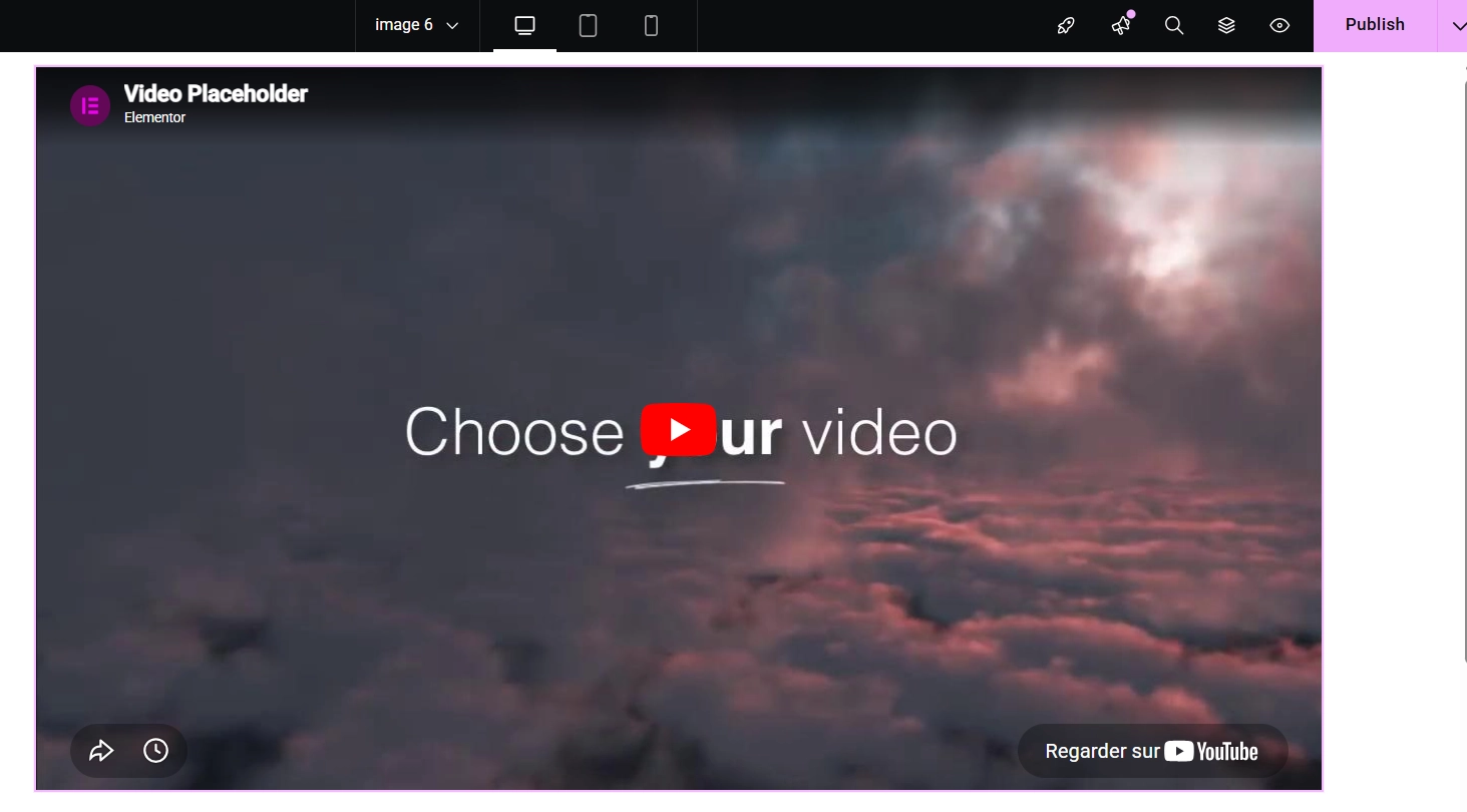 Elementor video background placeholder in the editor