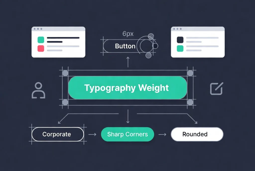 Stylish UI button with bold typography, padding, and subtle shadow in flat vector design