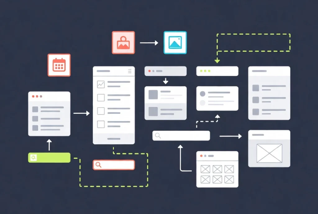 Visual representation of WordPress widgets as independent, reusable content modules that can be easily positioned anywhere on a site without coding.