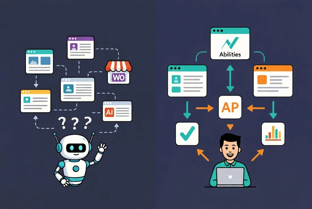 AI system connecting to structured website data via abilities framework