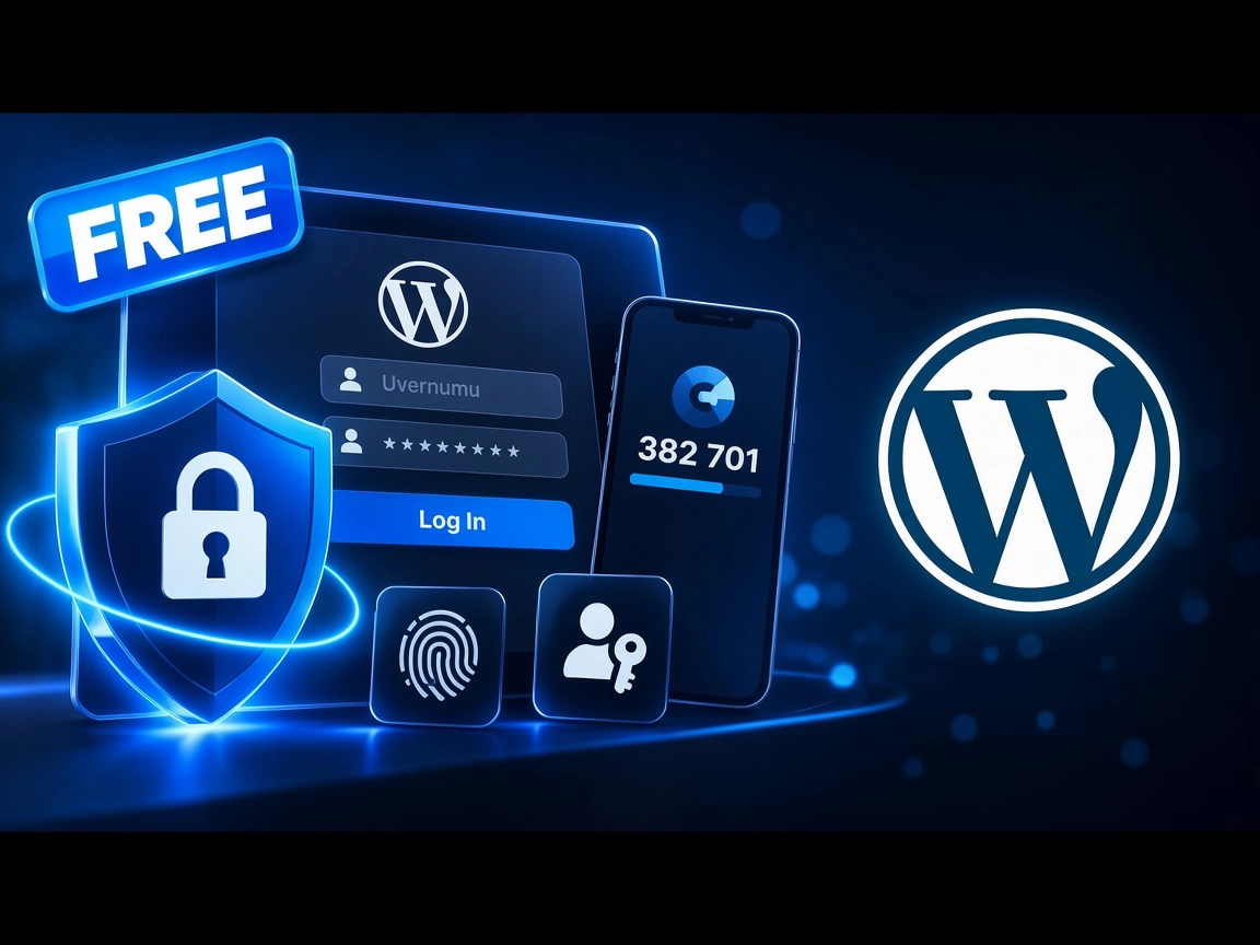 WordPress login interface with shield lock icons and official logo replacing presenter